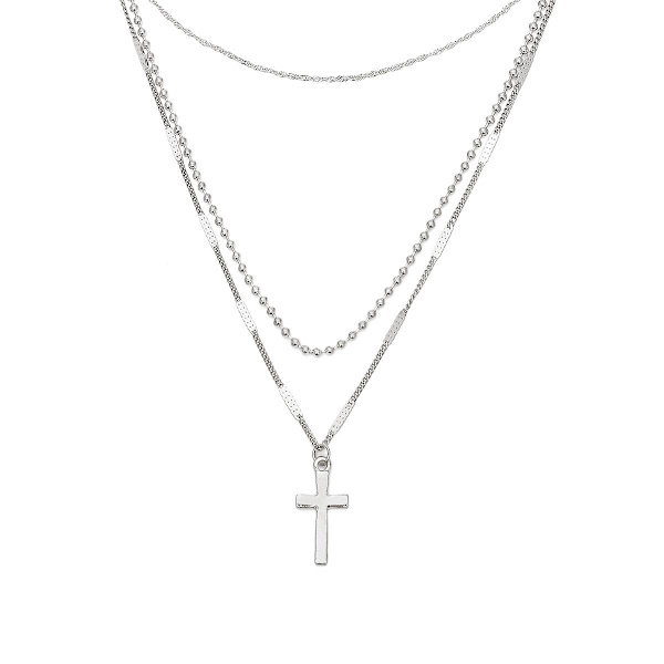 Kors Halsband Män Rostfritt Stål Silver Svart Guld Skiktat Rep Kedja Korshänge