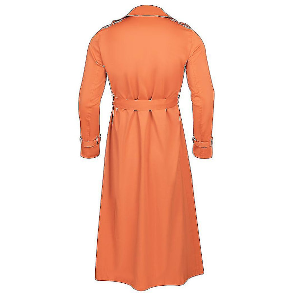 Lang trenchcoat for menn, frakk med jakkeslag, avslappet vinterjakke, ensfarget yttertøy Brick red S