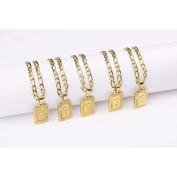 18k Guld Initial Halsband för Kvinnor Män Tonårsflickor Bästa Vän Mode Trendig