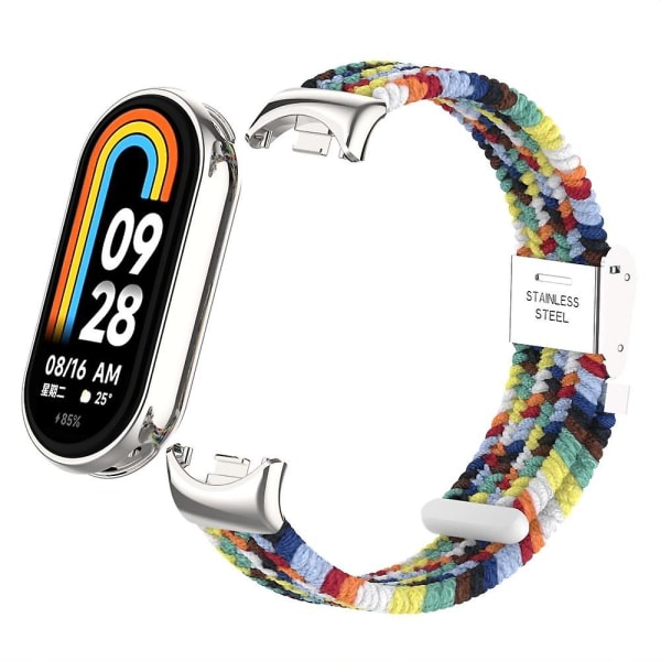 För Xiaomi Smart Band 8 flätat nylon watch Justerbart spänne elastiskt band Colorful