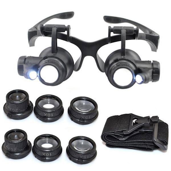 8 Linser Forstørrelsesglass Lupe Juveler Ur Reparasjon med LED-lys