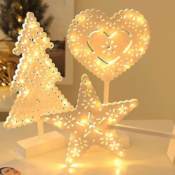 LED Stjerne Rattan Hul Form Bordlampe Juledekoration size3