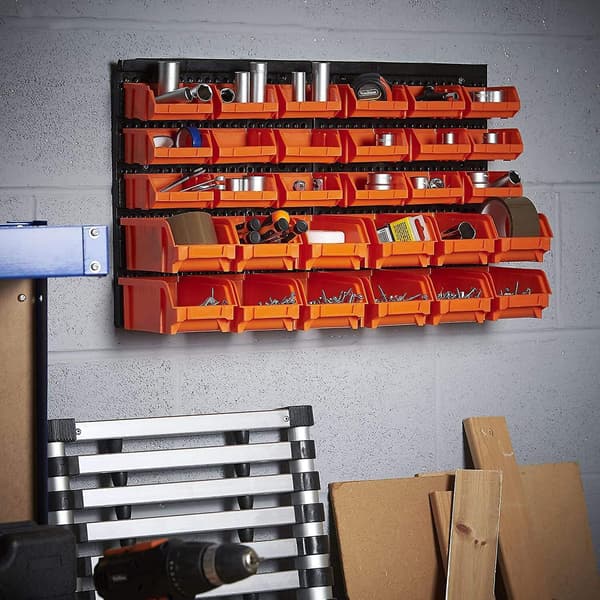 30-pack förvaringsställ med 2 väggpaneler, ABS-material, förvaringsställ för garageverkstad