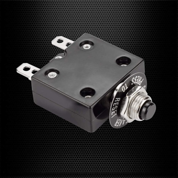 12V/24V DC tryckknapp termisk kretsbrytare, 125/250V AC 50/60Hz tryckåterställningskretsbrytare med snabbanslutningsterminaler (30A, 4 st)