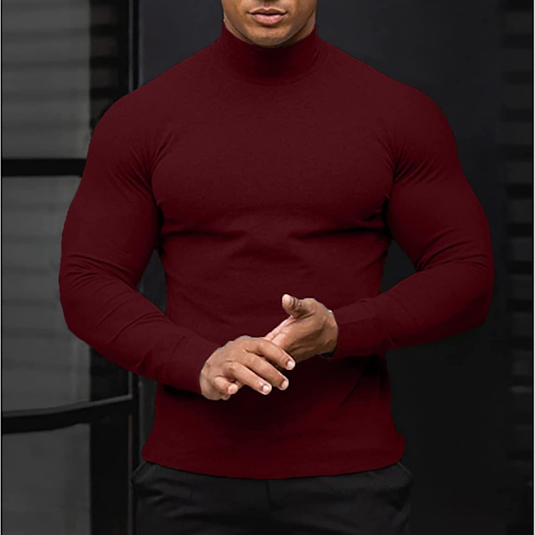 Herr Turtleneck Tröjor Slim Fit Rullhals Pullover Tröjor Casual Långärmad