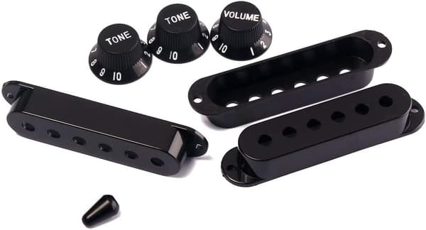 48/50/52mm Pickup Covers med 5-vejs Switch Tip Cap til Strat Guitar Udskiftning, Sort