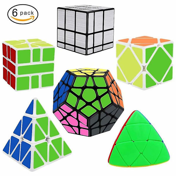 Sæt med 6-pak Speed Cube Hjernevrider Megaminx og 3x3 Spejl Cube