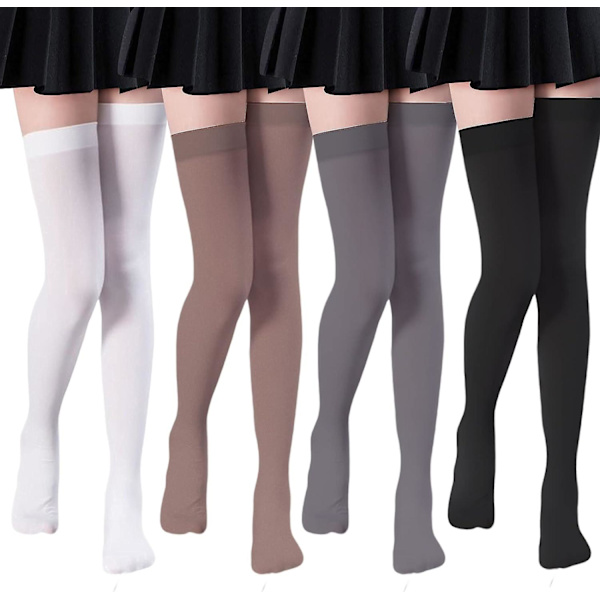 4 Par Over Knee Lårstrømper Hold Up Strømper Til Kvinder Hold Up Strømper Over Black White Medium One Size