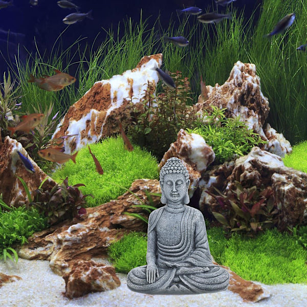 Akvarium Resin Siddende Buddha Håndværk Zen Stil Statue Ornament Resin Kunstgenstand