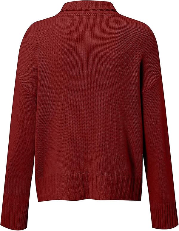 Dam Casual Långärmad Mock Neck Tröja Solid Comfy Oversized Turtleneck Stickade Tröjor