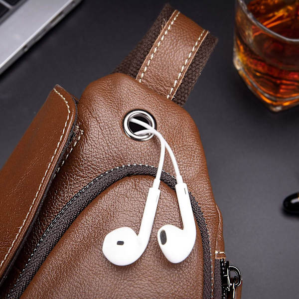 BULLCAPTAIN 125 Sport Casual Herr Bröstväska Toppskikt Kohud Crossbody Enkelsidig Axelväska Brown