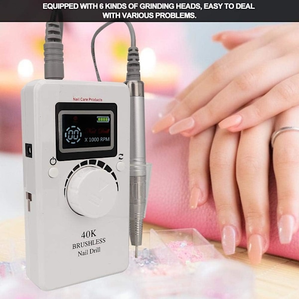 Carnival Nagelfräsmaskin, Elektrisk Nagelfräsmaskin, 40000RPM Nagelfräsmaskin för Slipning och Polering, Elektriskt Nagelfräsmaskinsverktyg, Manikyrverktyg