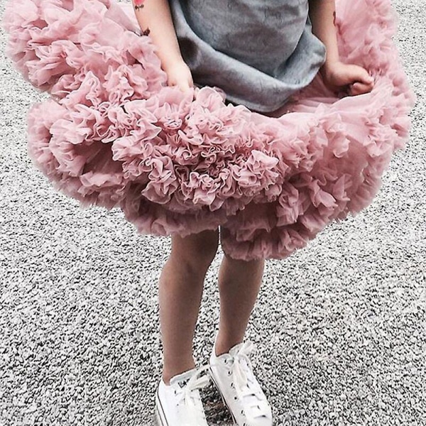 Luksuriøs lille tutu-nederdel til små piger, til børn, puffet tylskørt til piger, nyfødt fest, prinsessepigetøj 1-15 år Rose pink 3t