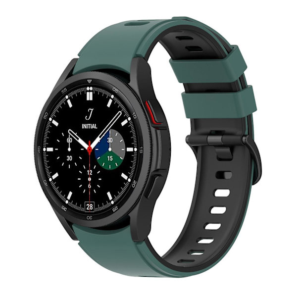 Silikoninen kellon ranneke Samsung Galaxy Watch 4/5/6 40/44mm / Watch6 Classic 43mm 47mm / 5 Pro 45mm -kelloille Olive Green  Black