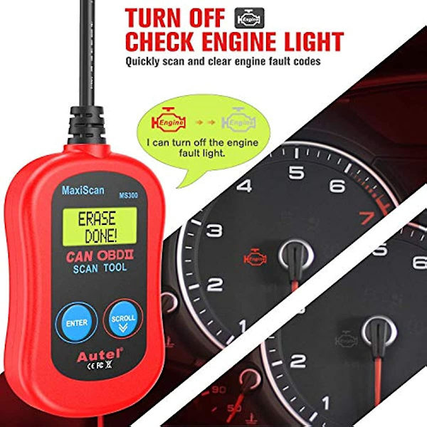 Autel Ms300 Obd2 Scanner Kodläsare  Stäng av Kontrollmotorlampan  Läs & Radera Felkoder  Kontrollera Emissionsövervakningsstatus Kan Diagnostisk Skanningsverktyg