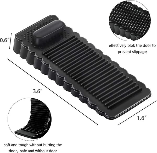Gummidørstopper Premium Dørkile Sklisikker Dørstopper Silikon Dørstopper Black