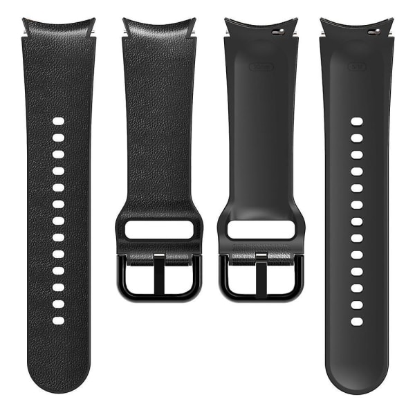 För Samsung Galaxy Watch 4/5/6 40/44mm / 5 Pro 45mm Quick Release Watch Band Mjukt läderbelagt Black