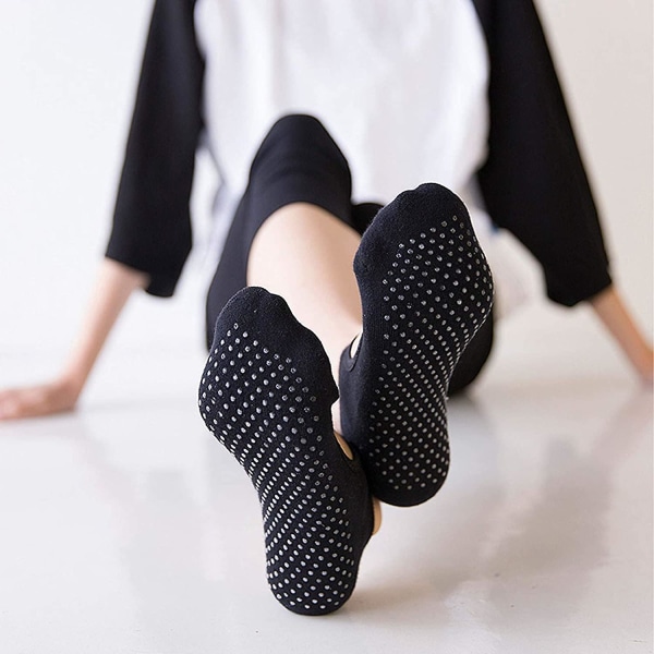 Yoga Sokker 2 Par Yoga Sokker Til Kvinder Sort Og Grå Skridsikre Sokker Med Grips