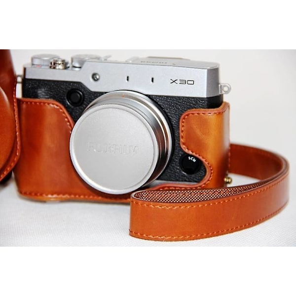 PU-nahkainen kameralaukku suojakansi olkahihnalla Fujifilm X30:lle Brown