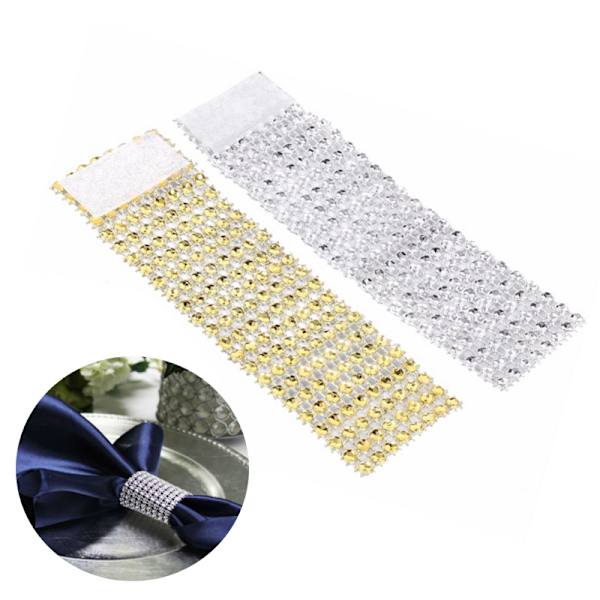 8 Rader med Mesh-bor 12 stk. Serviettspenne Plast Serviettring Imitert Diamant Bryllup og Festival Hotell Cateringutstyr