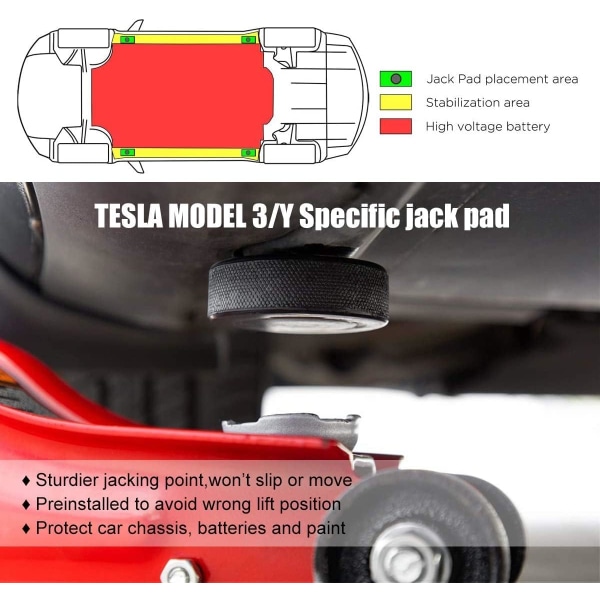 Jack Pad kompatibel med Tesla Model 3,Y, 4-pack med förvaringsväska lyftadapterpuck, skydda batteri, färg och chassi