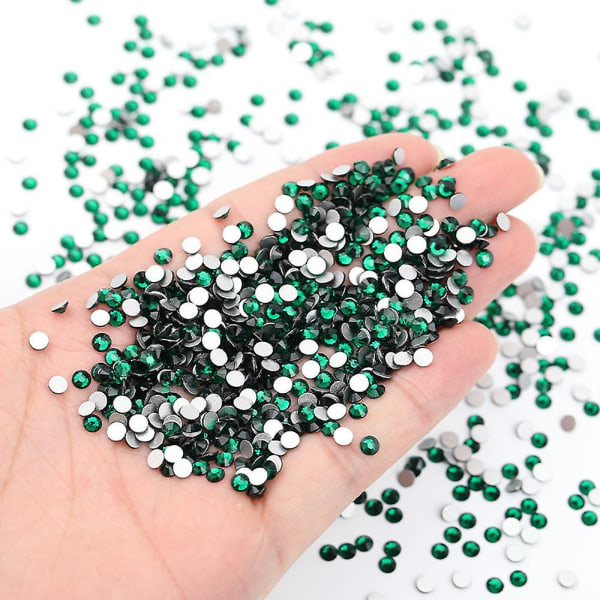 Krystall Rhinestones, flate bakside glasssteiner for neglekunst, DIY-håndverk green