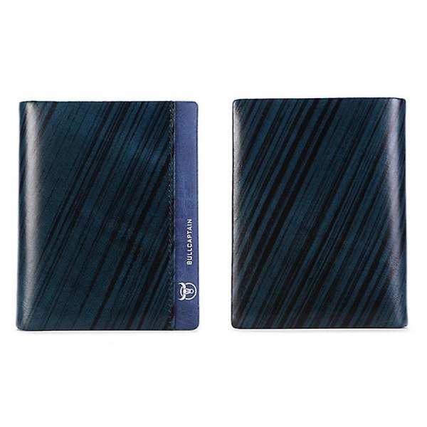 RFID Blockerande Färg Splicing Topplager Kohud Läder Korthållare Kort plånbok Navy Blue