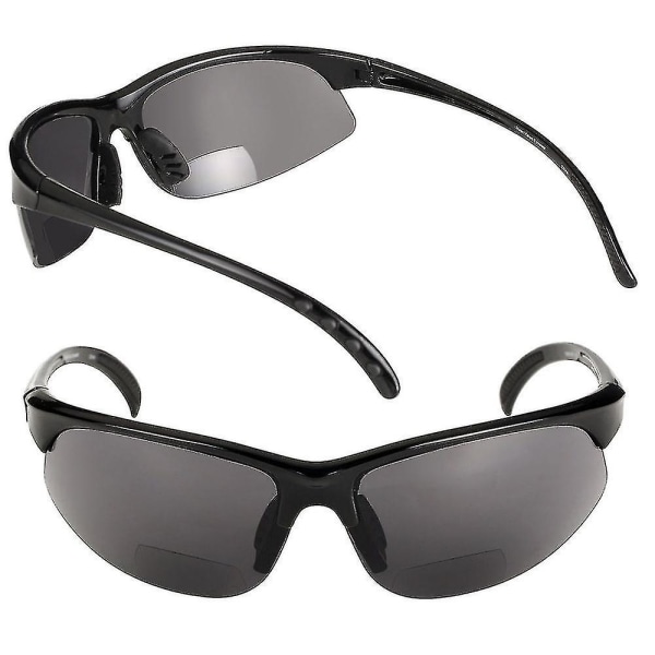 2 Par Unisex Bifokale Sport Solbriller - Utendørs Lesebriller - Black Black 1.5