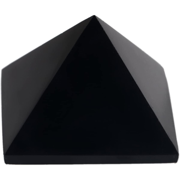 Sort Obsidian 1,5 tommer Naturlig Pyramide Udskåret Chakra Healing Krystal Reiki Sten Ædelsten Strålingsafbøjning Boligindretning Gave Dekoration Håndværk (sort