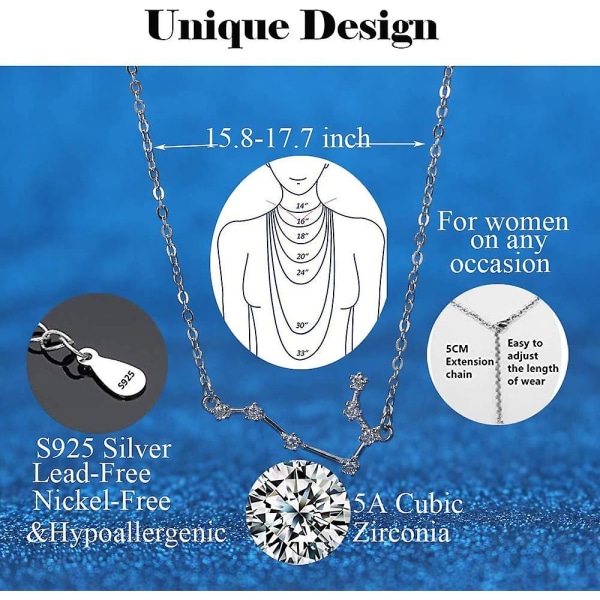 Chic 925 Silver Zodiac Pendant Aries Sign For Acsergery Women Cz Halsband Present till mamma Present