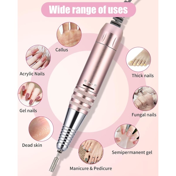Ammattimainen kynsipora 35000 RPM, säädettävä nopeus, sähköiset kynsilakat, sähköinen kynsiviila, manikyyrisetti DIY-salongiin - GSL US Plug