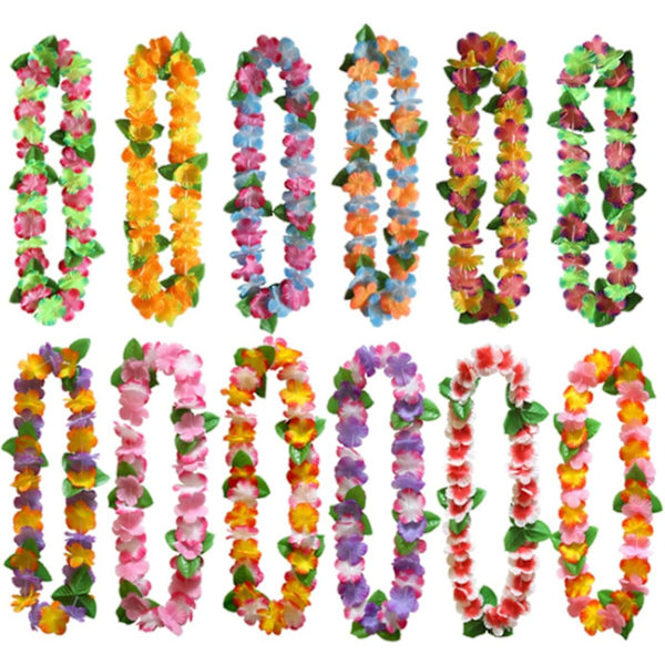 Heytea 12 stk. Hawaiianske Leis Garland Silke Kunstige Blomster, Hawaiianske Leis Hula Dans Garland Kunstige Blomster Halsløkke For Festdekorasjoner, Bursdag