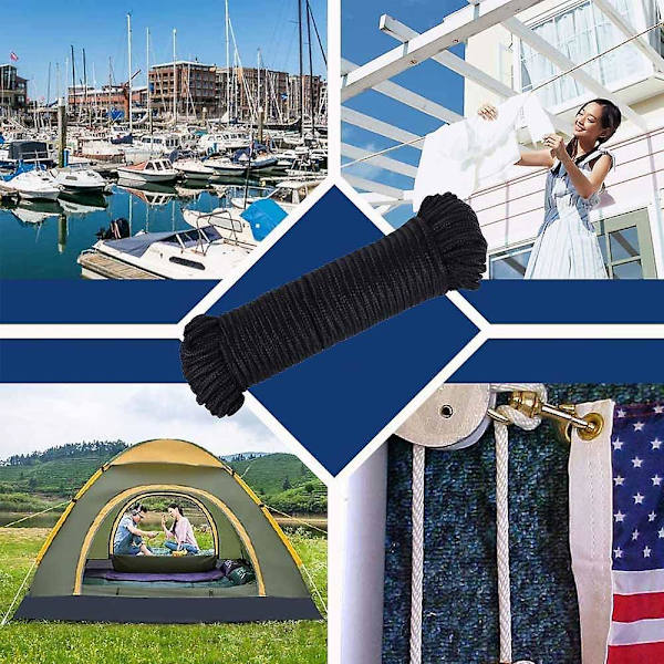 Nylonsnören för camping, sport och utomhusbruk, konstruktion, mobil, möbler, dockning och fiske black 38FT