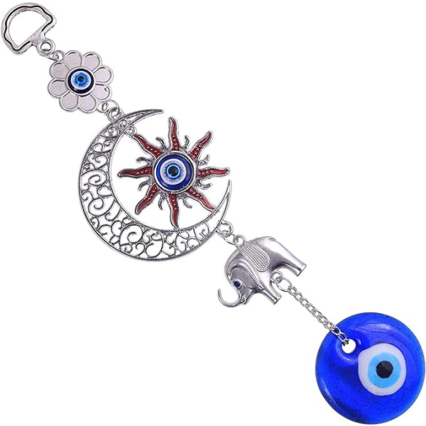 Blue Evil Eye Sun Moon Amulet, Evil Eye-hänge-dekoration, handgjord turkisk evil Eye-prydnad, Lucky Blue Evil Eye-hängande prydnad