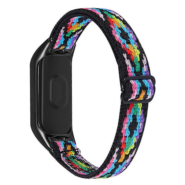 Stretchig nylon anti-scratch justerbar handledsrem för Xiaomi Mi Band 3/4, med svart klockram Style 14
