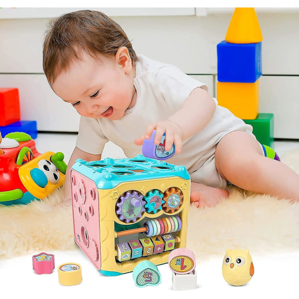 Baby Activity Cube Toys, 6 i 1 Activity Cube, Toddler Drum Baby Educational