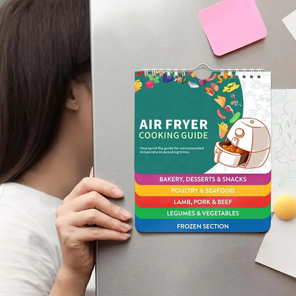 Air Fryer Cheat Sheet Magneter: Kokbok, Magnetisk Set, Tillagningstidsdiagram, Kokböcker
