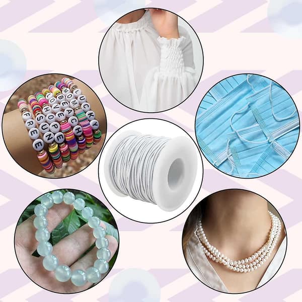 2 ruller 1 mm elastisk perlesnor til armbånd, elastisk snor til smykkefremstilling, syning, halskæde, 100 meter elastisk armbåndssnor til håndværk, perler