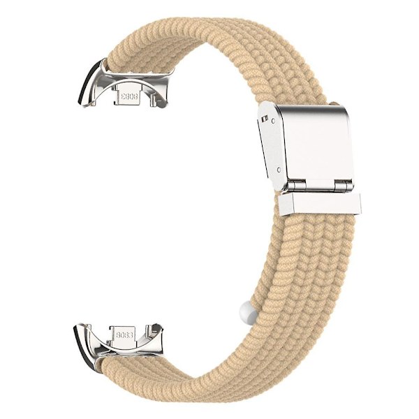 För Xiaomi Smart Band 8 flätad nylon klockarmband justerbart spänne elastiskt band Apricot