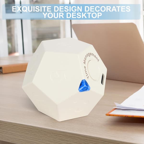 Cube Timer, Desktop Rotation Pomodoro Timer, Genopladelig Vibrationsproduktivitetstimer, 12-sidet Tidsstyring yeollow