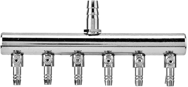 Akvarium enveis luftstrømventil, kontrollventil, for akvariebruk (8 til 4 mm 6-hulls avlederhode)