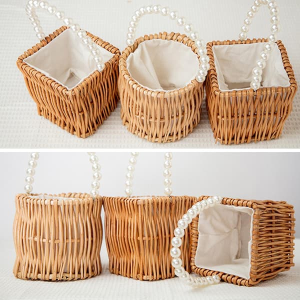 Snabb Leverans Handvävd Korg Vides Handvävd Vicker Rustik Trä Rund Brun Bröllop Blomsterflickebaskets brown