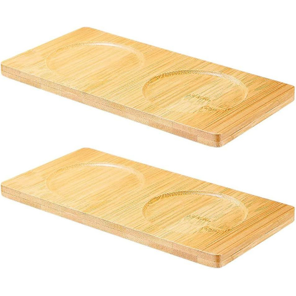 2 st Acsergery bambuunderlägg bambupall bambu bricka kryddbehållare bricka bambupresent