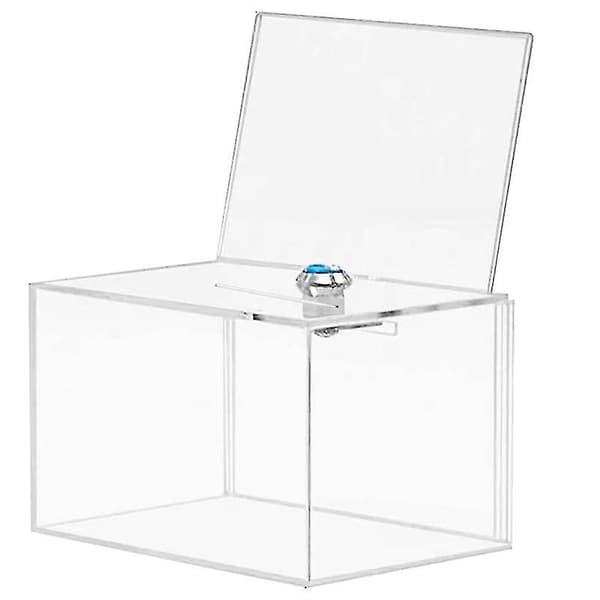 Akryl donationsbox - låda för omröstning, välgörenhet, omröstningar, undersökningar, utlottningar, tävlingar, råd, tips Transparent