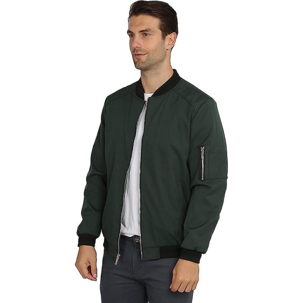 Herr Casual Lättviktsjacka Softshell Flight Bomberjacka Varsity Vindjacka Green XL