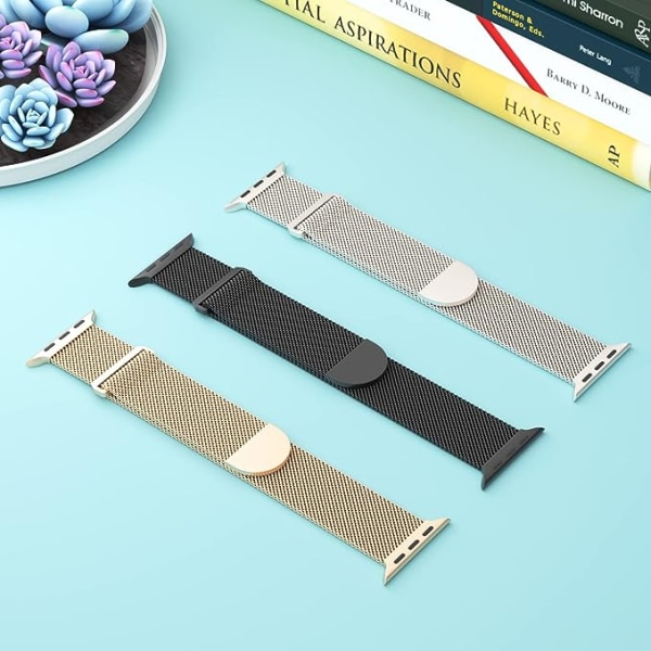 3-pack mesh metallband som är kompatibla med Apple Watch band 38 mm 40 mm 41 mm 42 mm 44 mm 45 mm 49 mm, armband med magnetslingor i rostfritt stål AA006 38mm 40mm 41mm