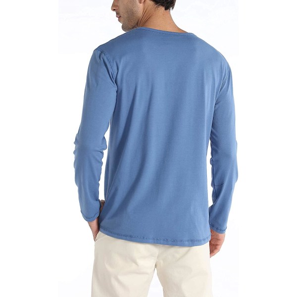 Herr långärmad T-shirt casual toppar Henley-tröja
