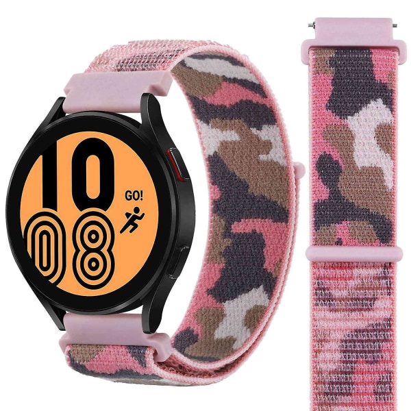 22mm kamouflage nylon justerbar handledsrem för Galaxy Watch 3 45mm/Huawei Watch GT3 Pro 46mm Pink