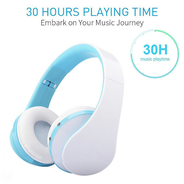 Langattomat Bluetooth-kuulokkeet, sankakuulokkeet mikrofonilla, kokoontaitettavat ja kevyet, MP3-tila ja FM-radio matkapuhelimille, kannettaville tietokoneille ja televisioille Light blue