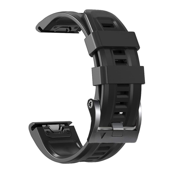 Silikonarmband för Garmin Tactix 7 Pro/Fenix 7X/Fenix 6X Pro, 26 mm, med svart spänne Black